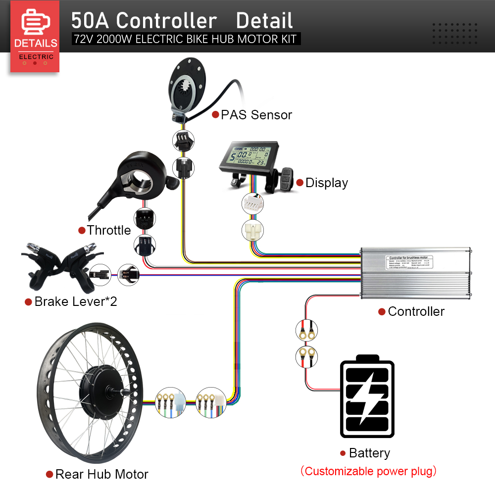 Fat Tire Ebike Conversion Kit 2000W - Kit de conversión para bicicleta eléctrica